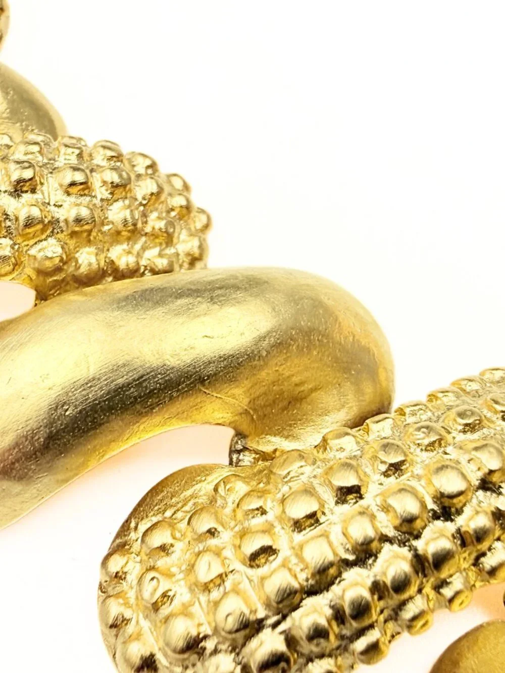 Stunning Signed Textured Gold Plate Modernist Byzantine Collar Necklace